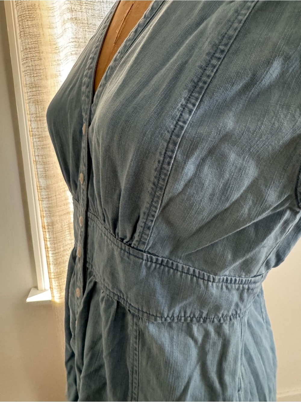 Madewell Light Blue Chambray Button-Front Mini Dress - Picture 5 of 10
